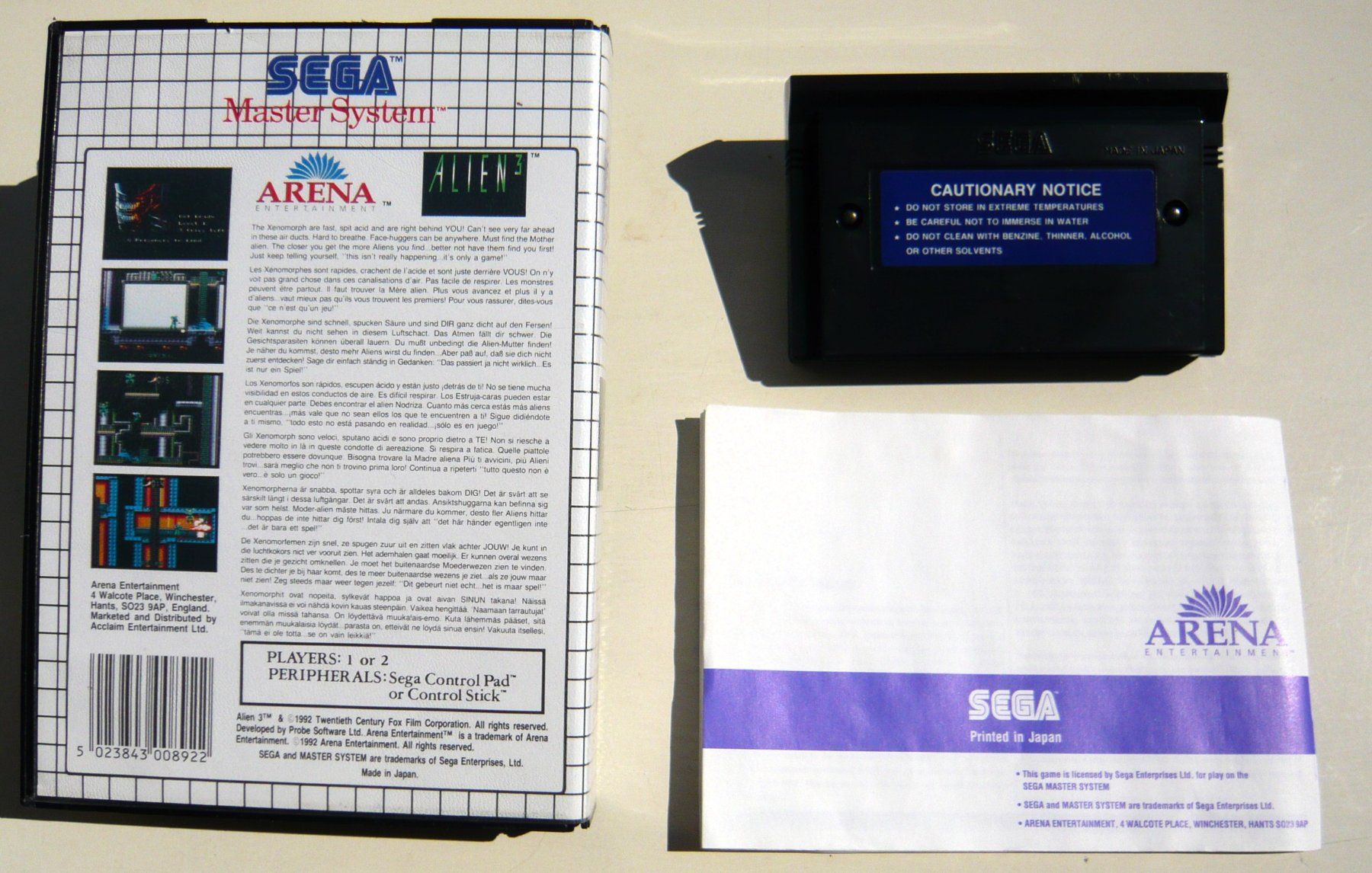 Sega Jeux: SEGA Master System : Alien 3, 1992 – D'occasion à Onex par Jaguar1986 2