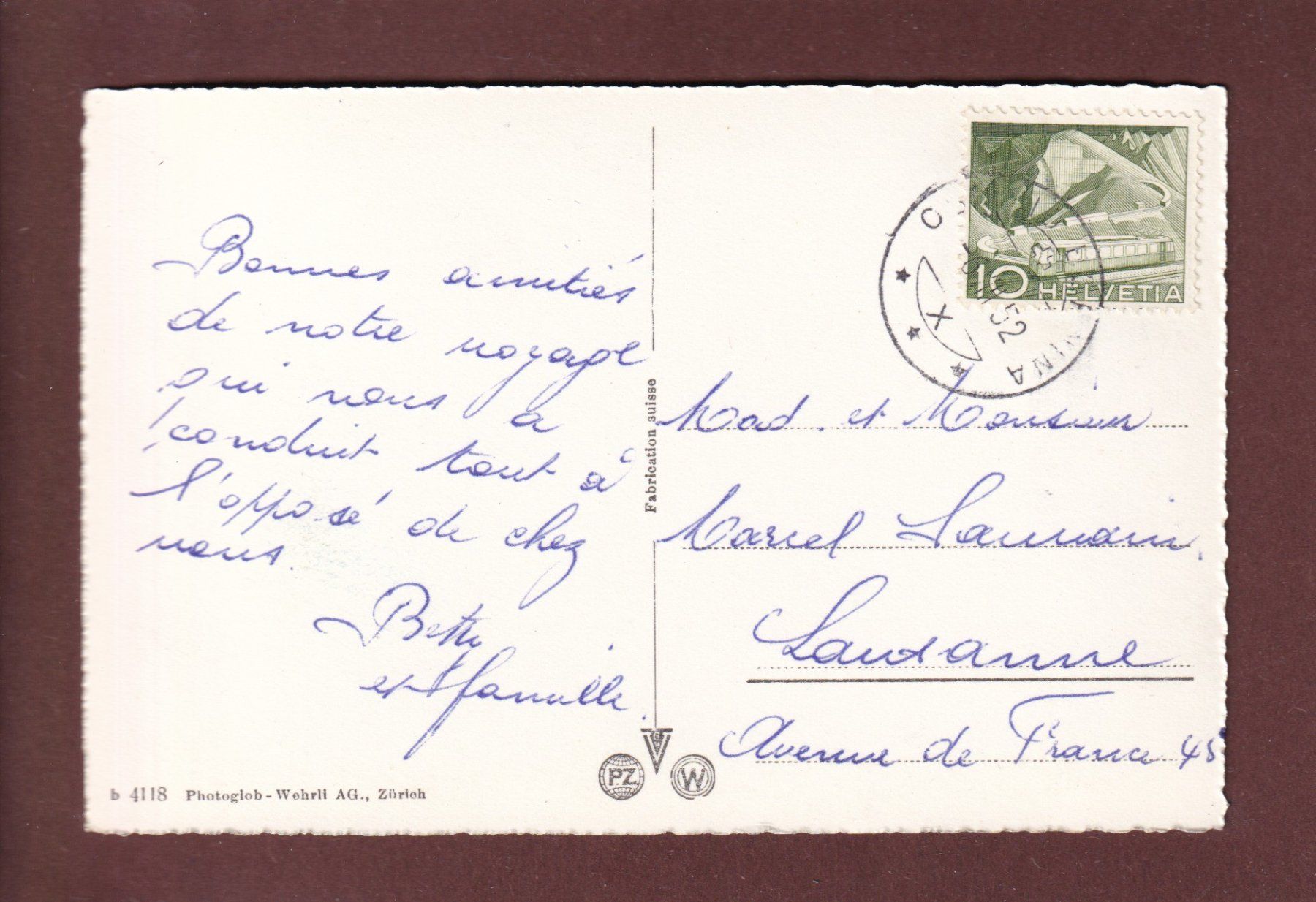 Cartoline postali: ST. MORITZ - Languardkette - 1952 – Usato da Pully venduto da nicecards 1