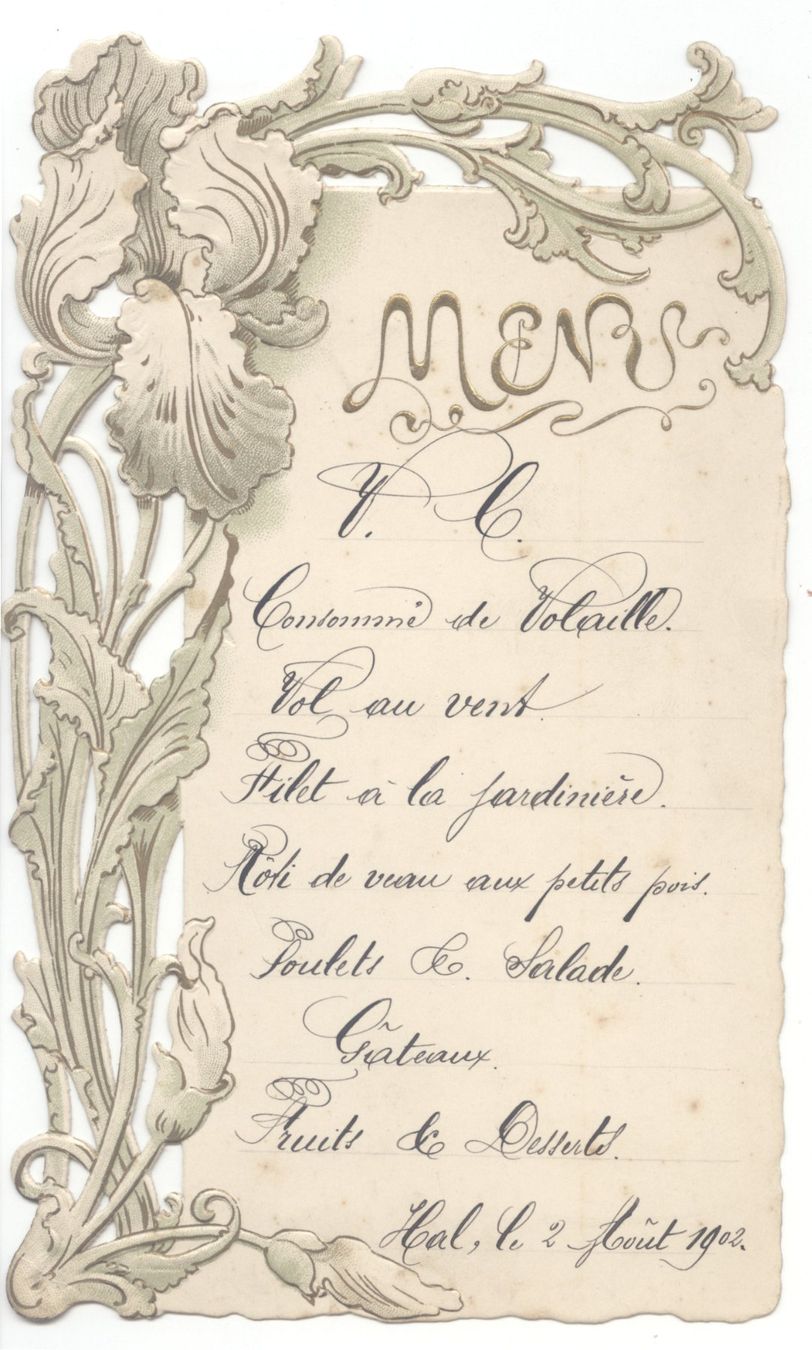 Cartoline: Menu / Speisekarte  - Jugendstil - 1902 – Usato da Biel/Bienne venduto da 07helios032