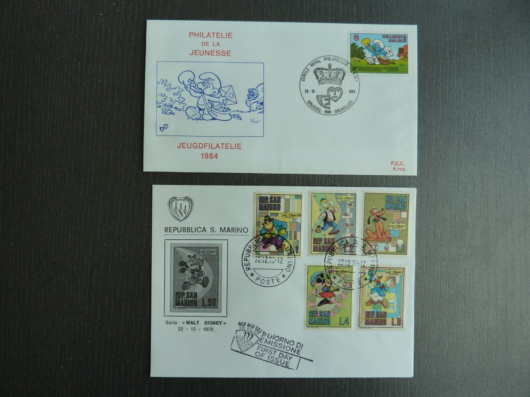 Tutti i francobolli: 2 FDC  "Walt Disney" u. "Diddl",  Fr. 1.00 – Usato da Zürich venduto da Aetna14