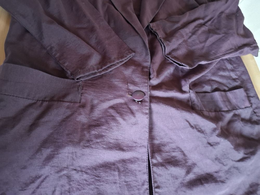 Veste Légère 100% Soie Coutures - Taille 3 - Jaune - Vintage - Occasion Très Bon État
