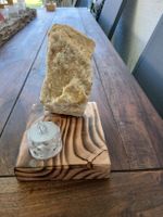 Teelichthalter aus Holz geflammt und Stein