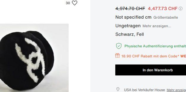 Chanel Copricapi, berretti & cappellini: Chanel Ohrenschützer / Cache-oreilles – Usato da Collonges venduto da Auganien 8