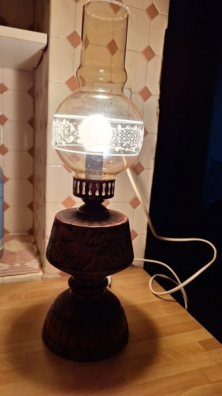 Lampade: Vintage Tischlampe , Keramik oder Ton , mit Zylinder – Usato da Dornach venduto da majo8689 8