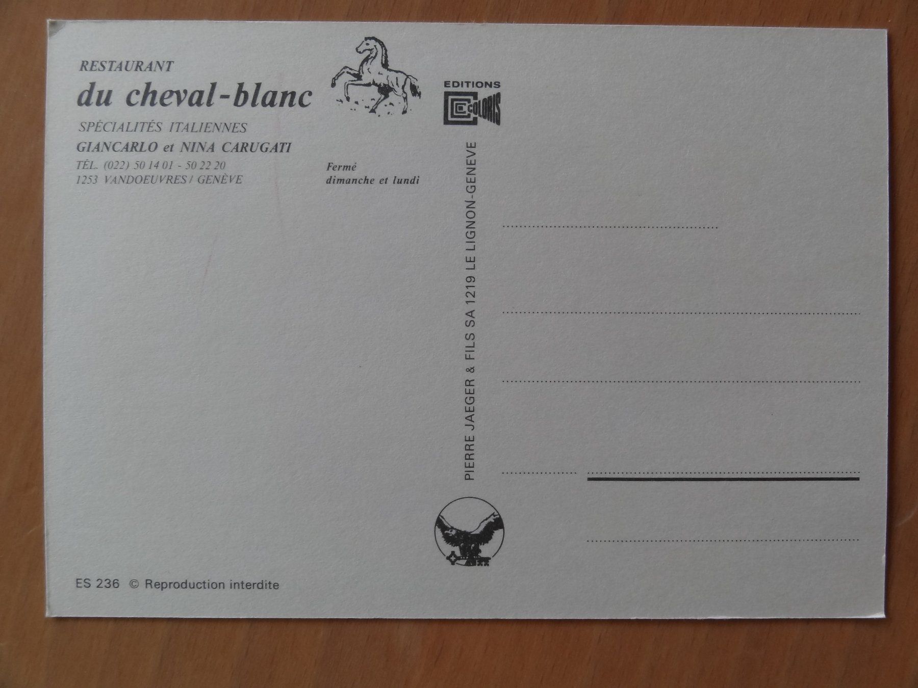 Cartoline postali: Vandoeuvres - Restaurant du Cheval-Blanc - GE – Usato da St Léonard venduto da Riglin 1