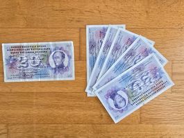 Banknoten CHF 20.- / 6 Stück, Fünfter Banknotenserie (1956)