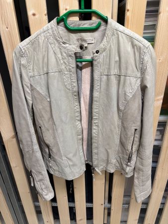 Comma Leder Jacke Gr. 36 beige