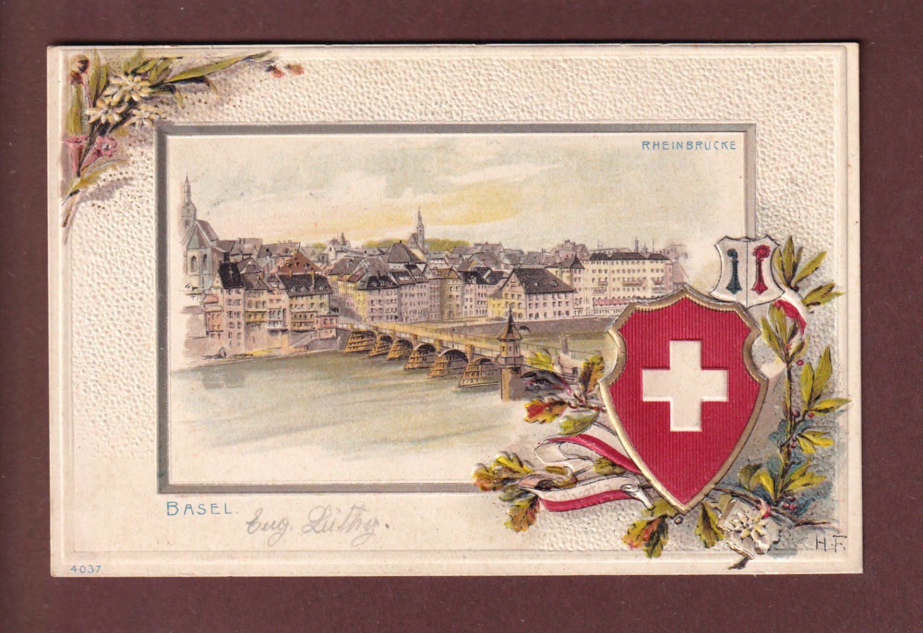 Cartoline postali: BASEL - Rheinbrücke - 1900 Präge – Usato da Pully venduto da nicecards