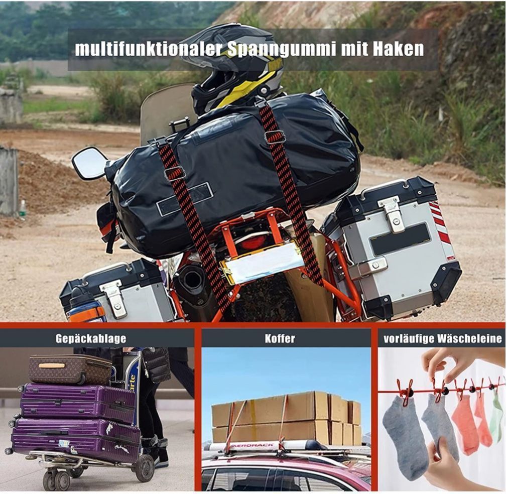 Tutti gli attrezzi: Verstellbar Spanngummi mit Haken, 2M lang – Nuovo e nell'imballaggio originale da Bülach venduto da StoreInShop.com 6