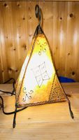 Vintage Lampe im Ethno-Stil, Leder und Metall, Top!