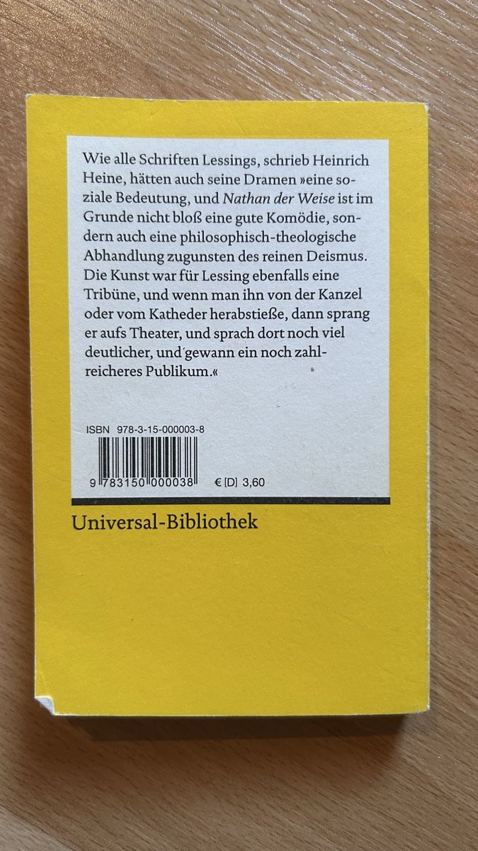 Libri: Nathan der Weise - Gotthold Ephraim Lessing – Nuovo (secondo la descrizione) da Reigoldswil venduto da har_yz6k 1