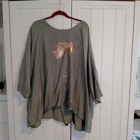 Damen Oberteil mit Blumenprint und Glitzer Italienische Einh