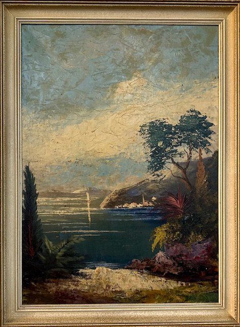 Dipinti: Gemälde Seeufer mit Bäumen – Usato da Basel venduto da artthings4you