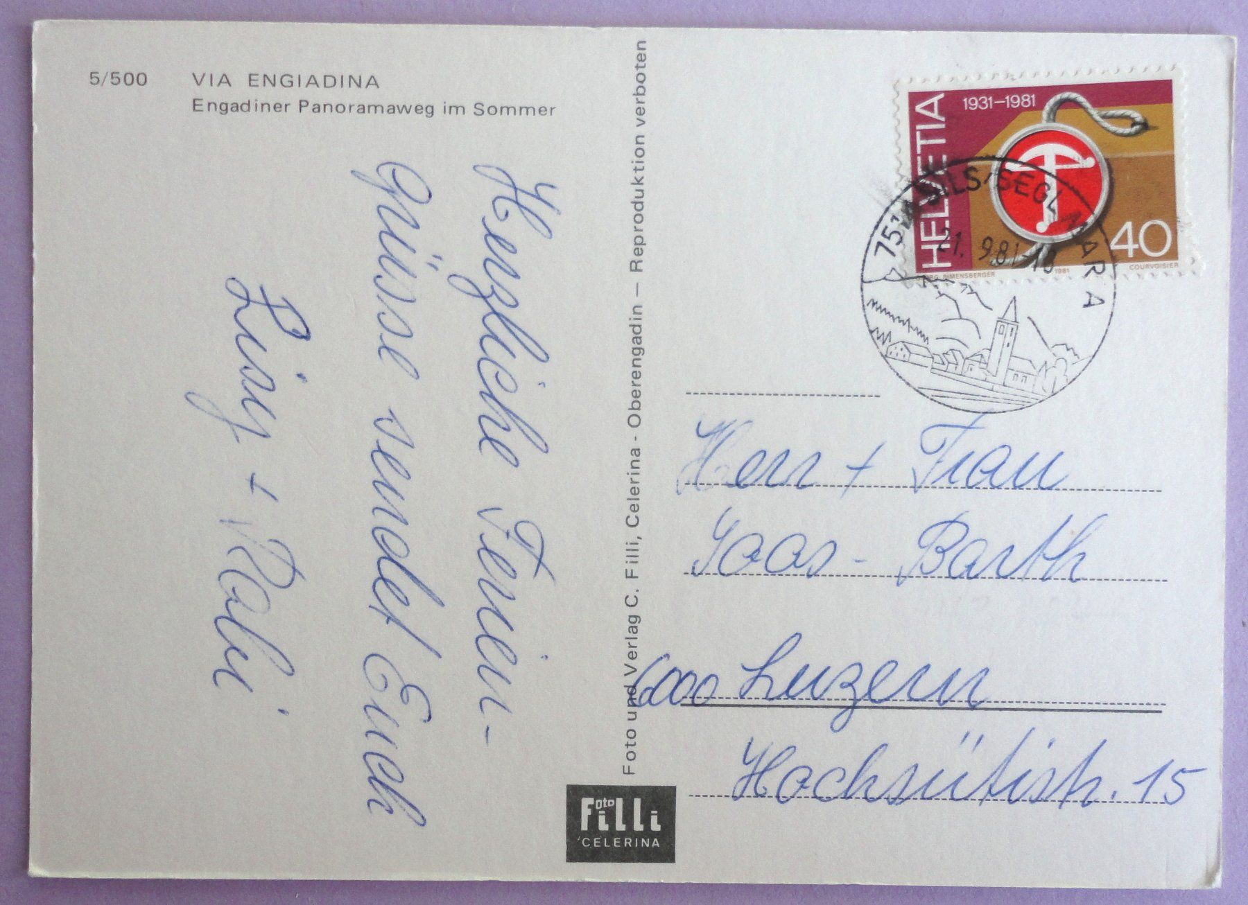 Cartoline postali: Via Engiadina – Usato da Fétigny venduto da Billy2miny 1