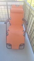 Liegestuhl orange klappbar Metall Stoff gebraucht