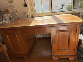 Doppelpodest Schreibtisch Massivholz
