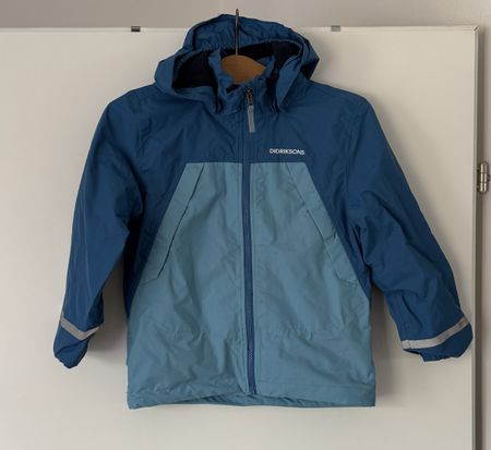 Didriksons Kinder Jacke Gr. 130 blau 100% Waterproof 