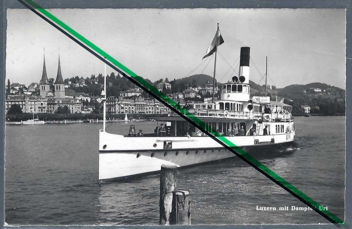 Cartoline postali: Luzern. Dampfschiff 'Uri'. Hofkirche. Wesemlin. – Usato da Horw venduto da SwissSteamMemories
