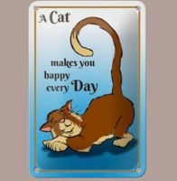 🔥 CAT MAKES YOU HAPPY Katzen Blechschild 🎀 12x18cm OVP 🔥