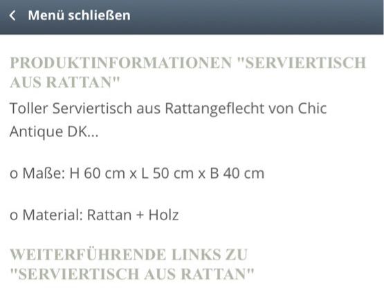 Tavoli: Serviertisch von Chic  Antique Dänemark Rattan grau – Usato da Luzern venduto da waterfront1 5