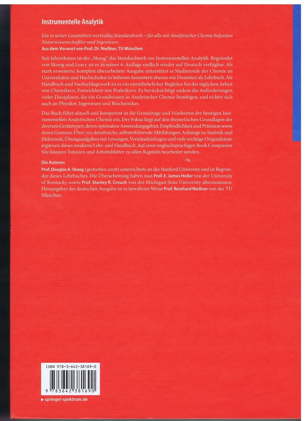 Bücher: Lehrbuch "Instrumentelle Analytik", Skoog, 6. Auflage – Gebraucht aus Unterengstringen von Lastchance 1