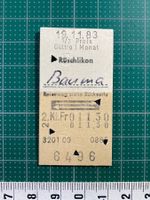 Rüschlikon - Bauma, altes entwertetes Bahn Billett, SBB