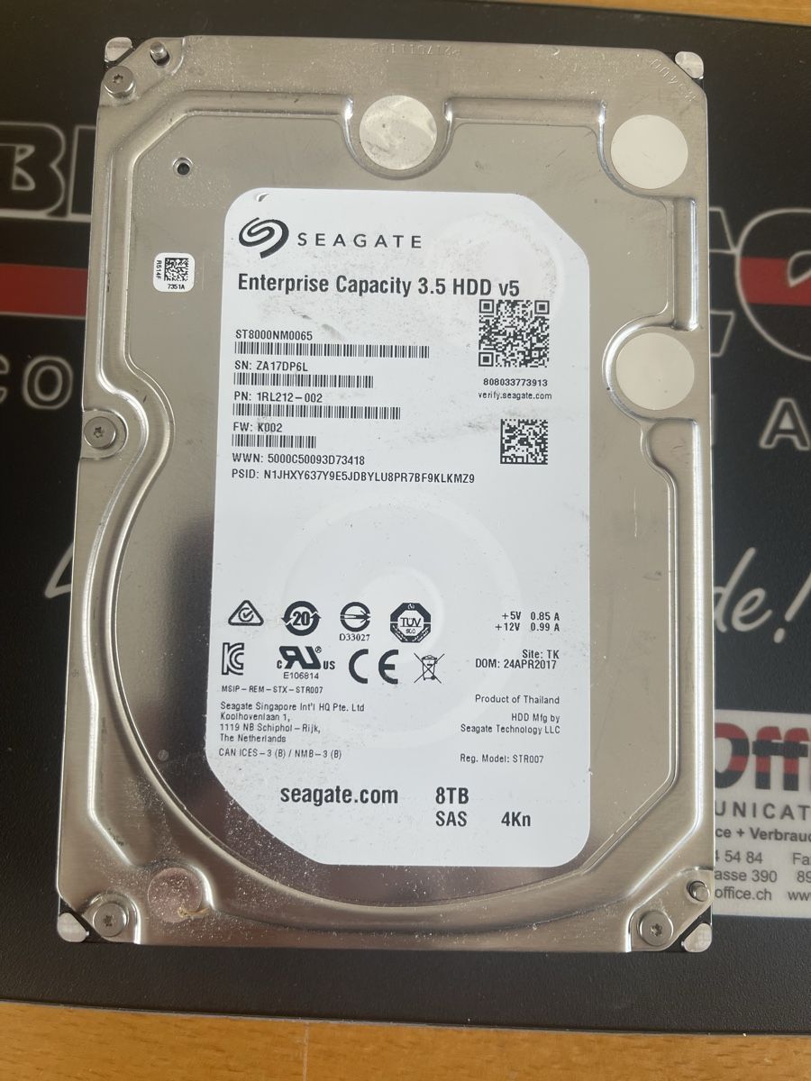 Seagate Dischi rigidi: Seagate Enterprise 3.5 HDD v5 8TB SAS 4Kn – Usato da Wängi venduto da Bmo