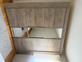Kleiderschrank mit Spiegeltüren Holzoptik L150cm B60cm H224c