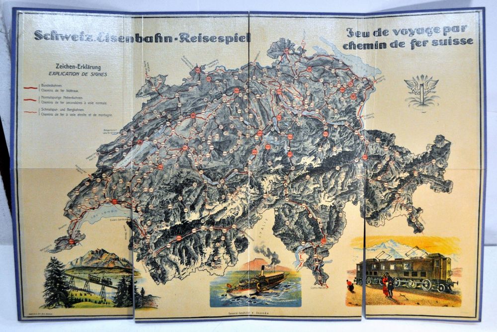Jeu De Société Ancien 'Jeu Du Chemin De Fer' Saussine - Vers 1940 - Plateau TBE