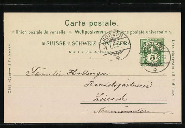 Cartoline postali: Horgen, Teilansicht mit Kirche und See – Usato da Berlin venduto da bartko-reher 1