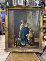 Tolles altes Ölgemälde „Mutter mit Kind“, Rino Lanzi