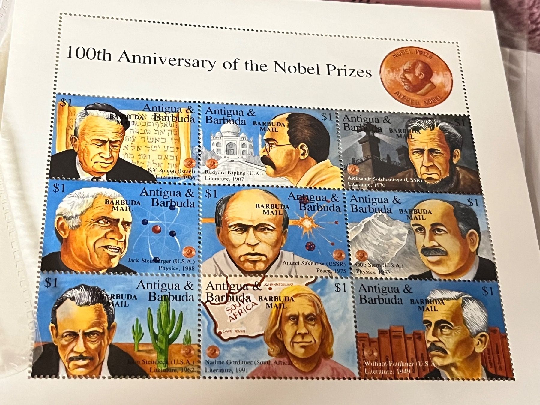 Tous les timbres: Nobelpreis Briefmarken Antigua – Neuf avec emballage d'origine à Zürich par engebrunau