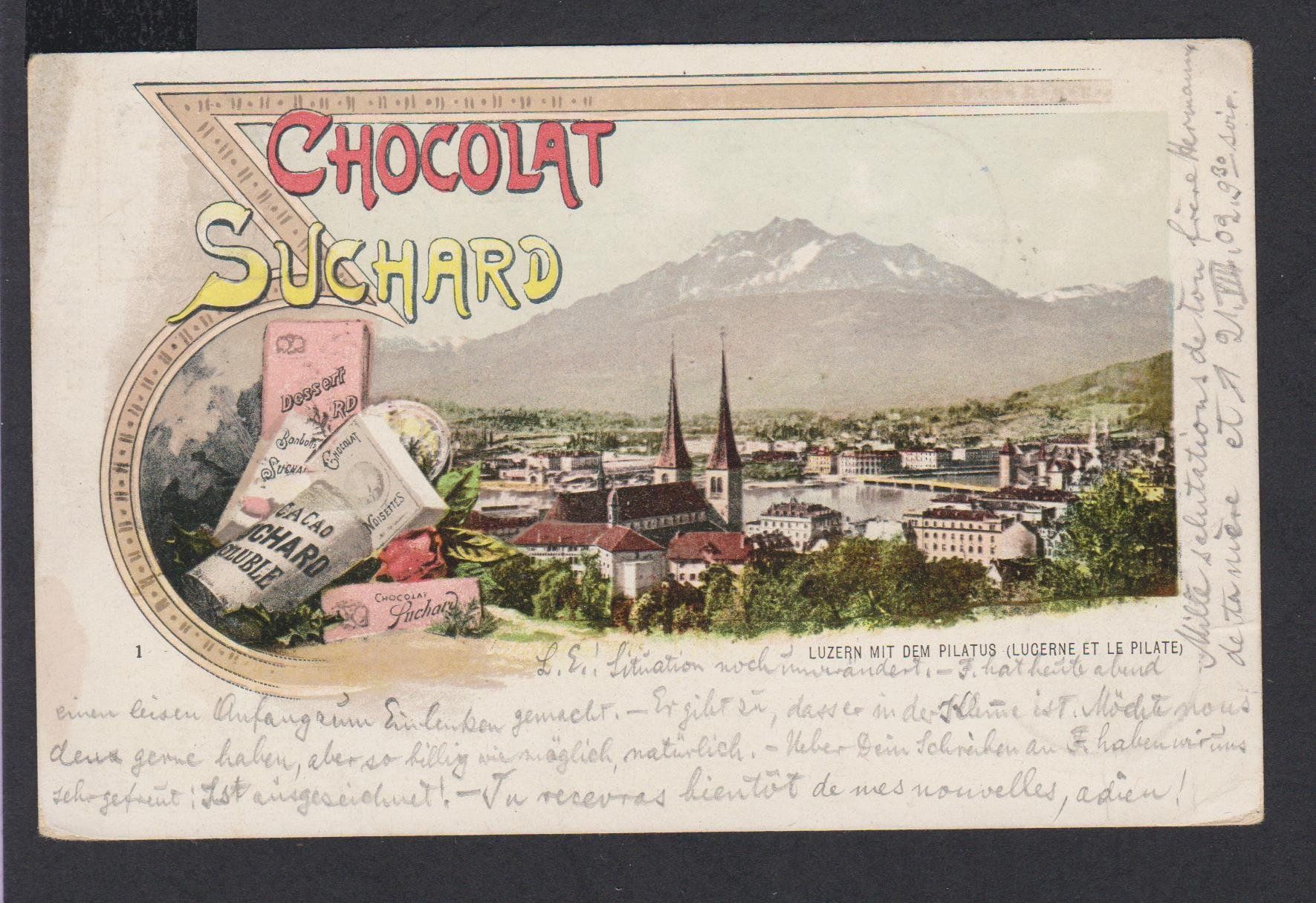 Ansichtskarten: Luzern  Suchard - Karte  Litho von 1902 – Gebraucht aus Vitznau von Ropaku
