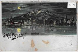 Gruss aus Luzern - Mondschein-Litho