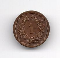 (468) Schweiz, 1 Rappen 1876, top stgl