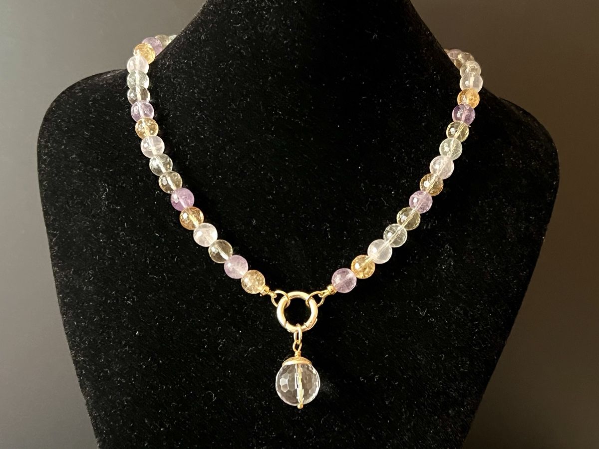 Catenine: Citrine Amethyst Rose Quartz Necklace - Gold Plated Silver – Nuovo e nell'imballaggio originale da Rüschlikon venduto da ThereseJewelryDesign 2