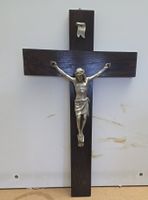 Kruzifix Holz Metall Korpus Jesus INRI