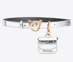 Pinko Gürtel Silber mit Tasche neu