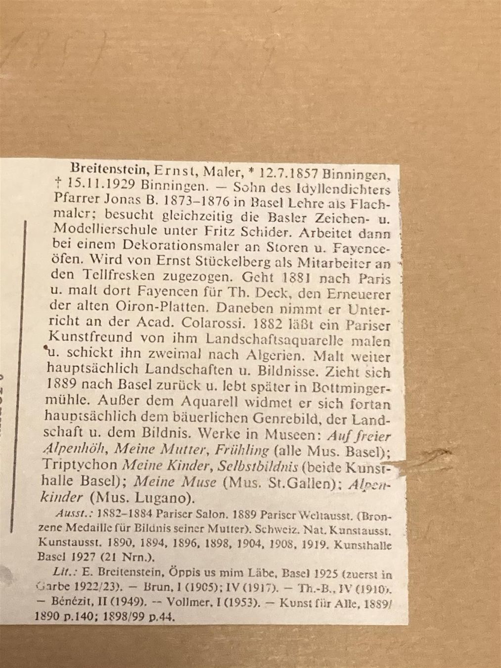 Alle Briefmarken: (kb) BREITENSTEIN Ernst 1857-1929 – Gebraucht aus Bern von Jwpm66 5