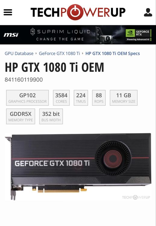 HP Nvidia GeForce GTX 1080 Ti OEM - Graphics Card GPU (Gebraucht) in ...