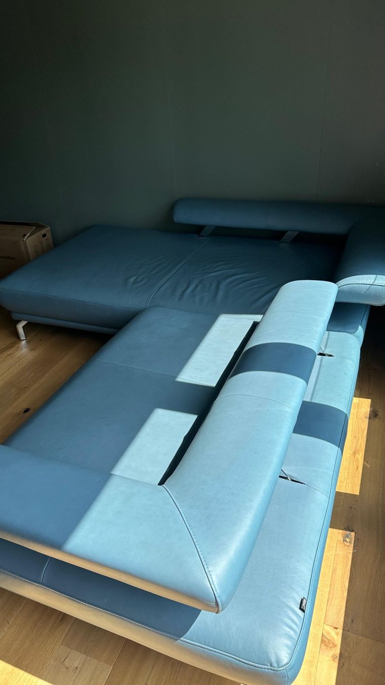 Knoll Divani: Dieter Knoll ECKSOFA Echtleder Blau/Grau – Usato da Rombach venduto da ste_t2gx 3