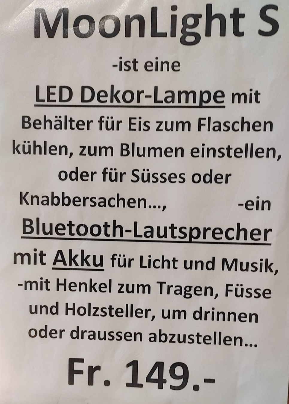 Altro: Bluetooth-Box/DekorLicht/Fla.-Kühler, Ein ideales Geschenk – Nuovo e nell'imballaggio originale da Kirchberg BE venduto da RadioGerber 1