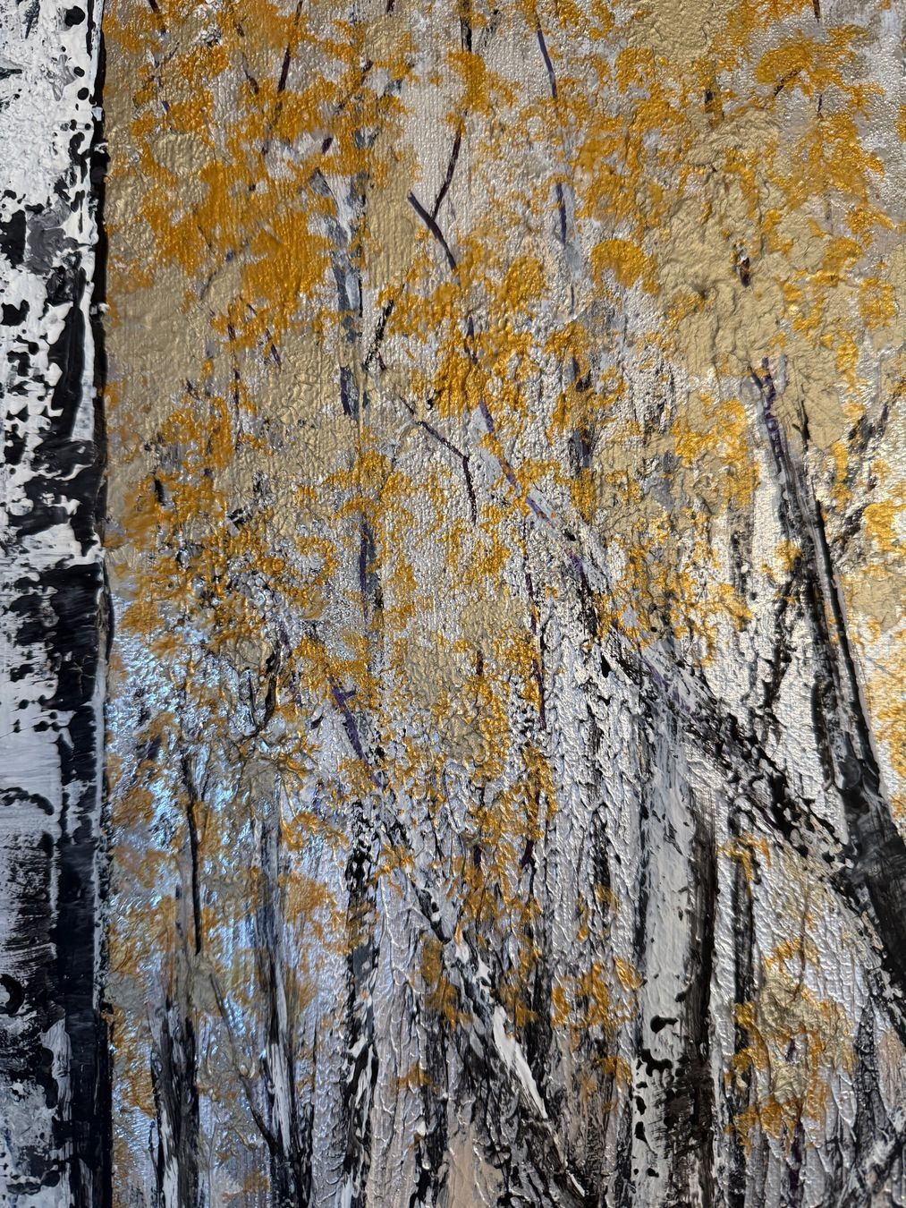 Dipinti: Birken - Bild, Birkenwald goldfarben 140x100 – Usato da Herisau venduto da Zyrtaka 5