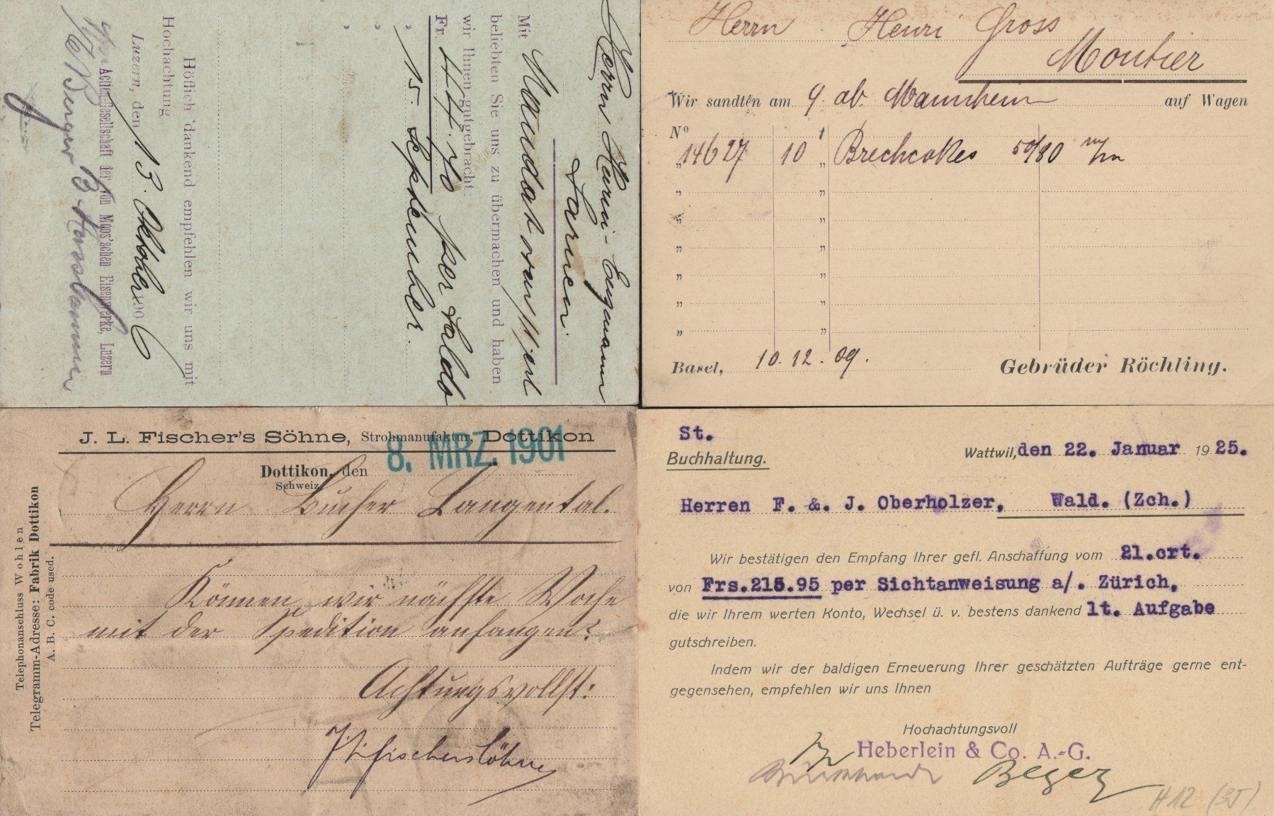 Alle Briefmarken: 4 seltene Schweizer Perfins Belege – Gebraucht aus Eglisau von Chperfins 1