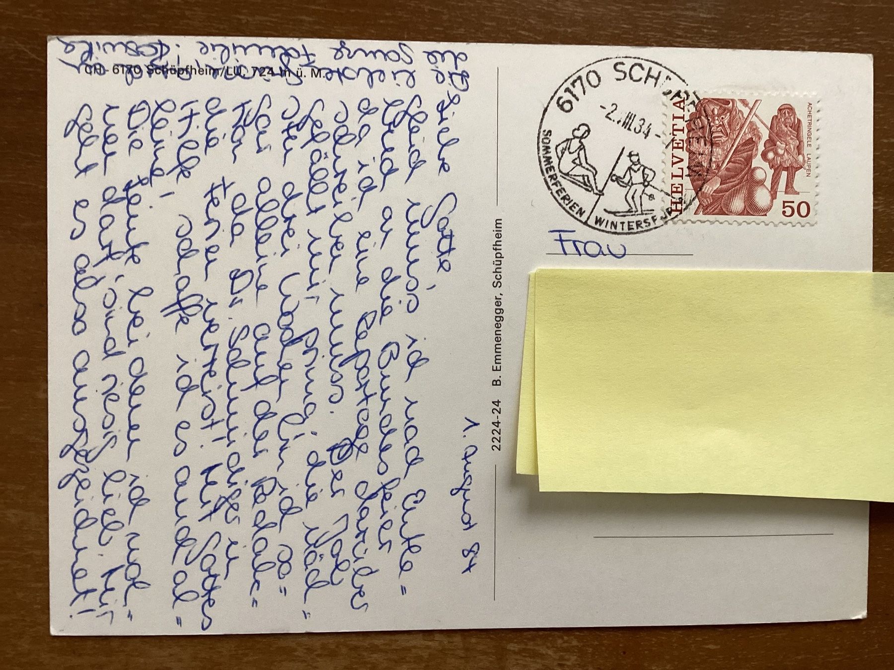 Cartoline postali: AK Schüpfheim 1984 – Usato da Zürich venduto da tol_b7c7 1