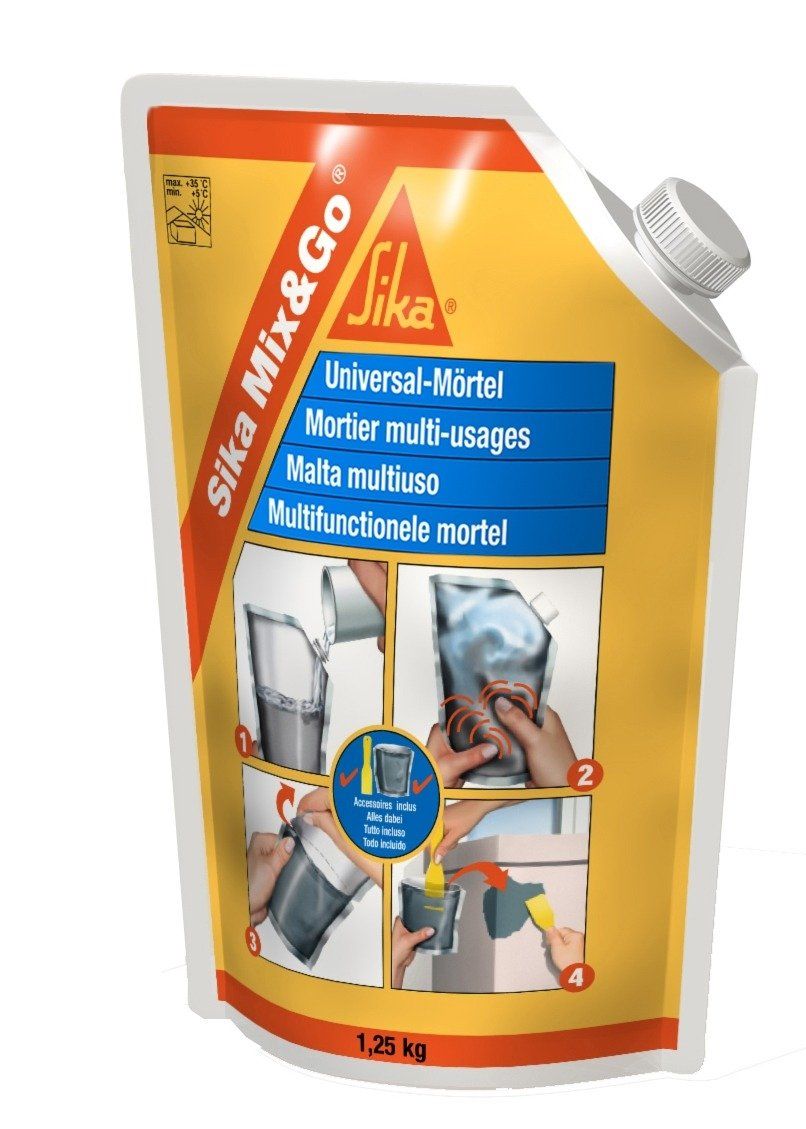 Materiale di riempimento: Sika Mix&Go Universalmörtel, 1.25kg – Nuovo e nell'imballaggio originale da Koppigen venduto da Bracher_Mail-House 1