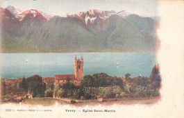 Vevey (VD) – Kirche Saint-Martin und Waadtländer Alpen