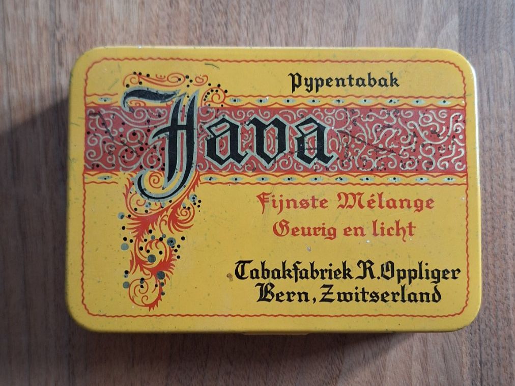 Barattoli: Antike Blechdose Java Pfeifentabak Bern - R. Oppliger Bern – Usato da Bern venduto da Kustom