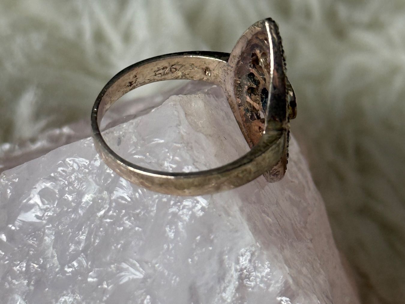 Anelli: Vintage Silberring 925 mit rotem Stein – Usato da Istighofen venduto da Ringparadies 1
