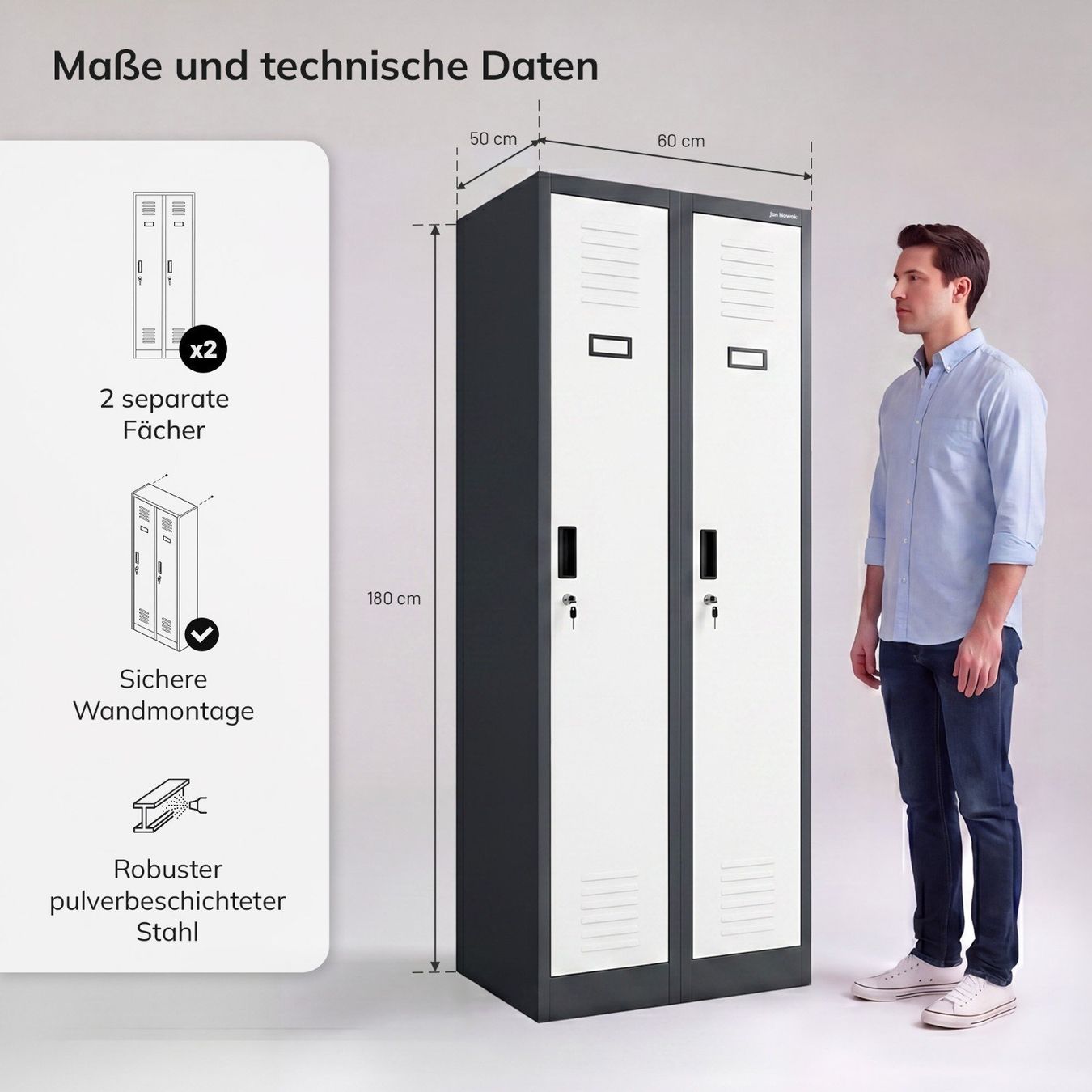 Schränke: Schliessfachschrank 2 Fächer - Grau/Grau – Neu und originalverpackt aus Wallenwil von toesstal-vertrieb 6